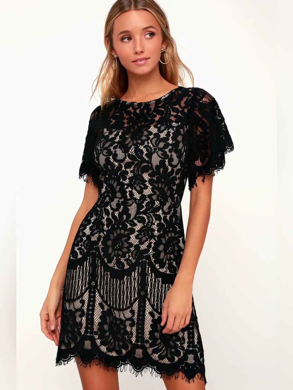 NWT Lulus Pearson Black Lace Short Sleeve Dress Size Extra Large